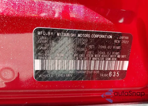 2023 Mitsubishi Outlander Sel 2.5 2Wd/Sel Black Edition 2Wd from USA, damaged, VIN JA4J3VA84PZ021608